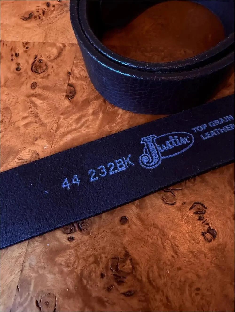 Justin Boots Black Top Grain Leather Men’s Belt Strap
